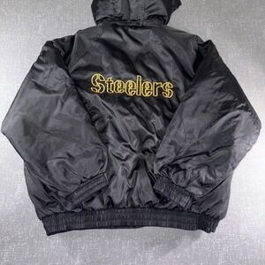 Pittsburgh Steelers Jacket Mens XL Black NFL Football Hooded Coat Official Fan‎